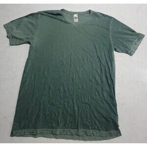 Ed Hardy Distressed Design T Shirt Green V Neck Made In USA 2XL NWOT